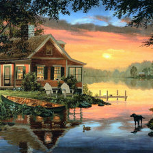 Схема вышивки «дом у реки»