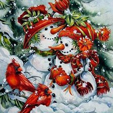 Схема вышивки «снеговики и зимородки»