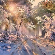 Схема вышивки «солнце в зимнем лесу»