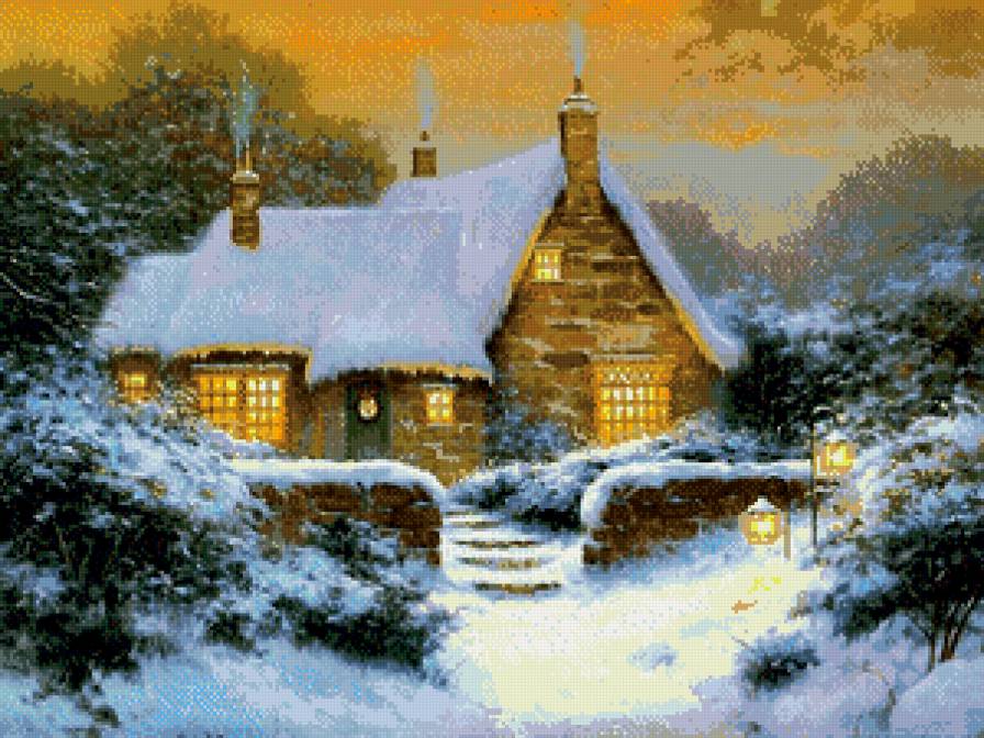 тед хермит 5 зимние доммки - церковь, река, дорога, тед хермит, домик, зима, снег, лес - предпросмотр