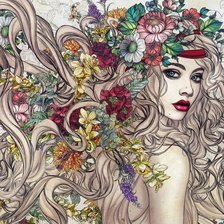 Схема вышивки «Девушка в цветах»