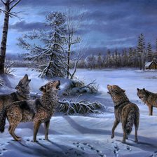 Схема вышивки «волки»