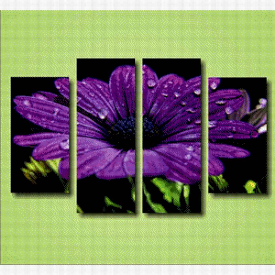 Цветок с капельками росы - цветы, триптих, картина, картины - предпросмотр
