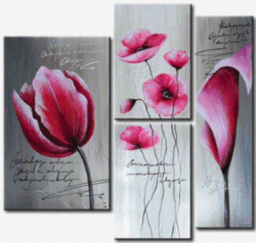 полиптих - полиптих, тюльпан, калла - предпросмотр