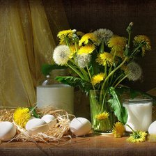 Схема вышивки «Натюрморт с одуванчиками»