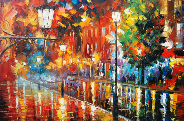 Осень в городе - город, осень, фонарь - оригинал