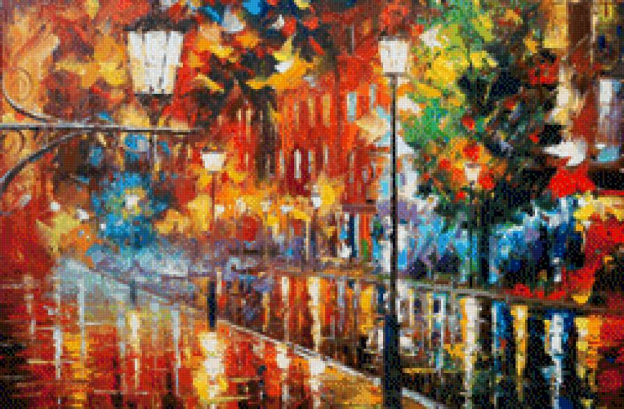 Осень в городе - фонарь, город, осень - предпросмотр