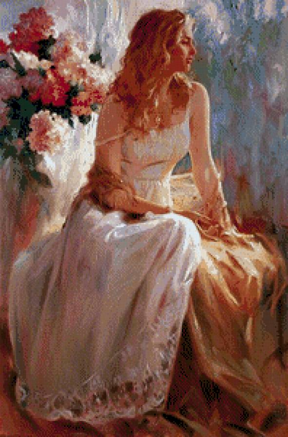 Richard Jonson-Kobieta - kwiaty, kobieta - предпросмотр