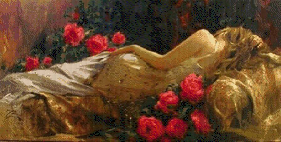 Richard Jonson-Kobieta - kobieta, kwiaty - предпросмотр