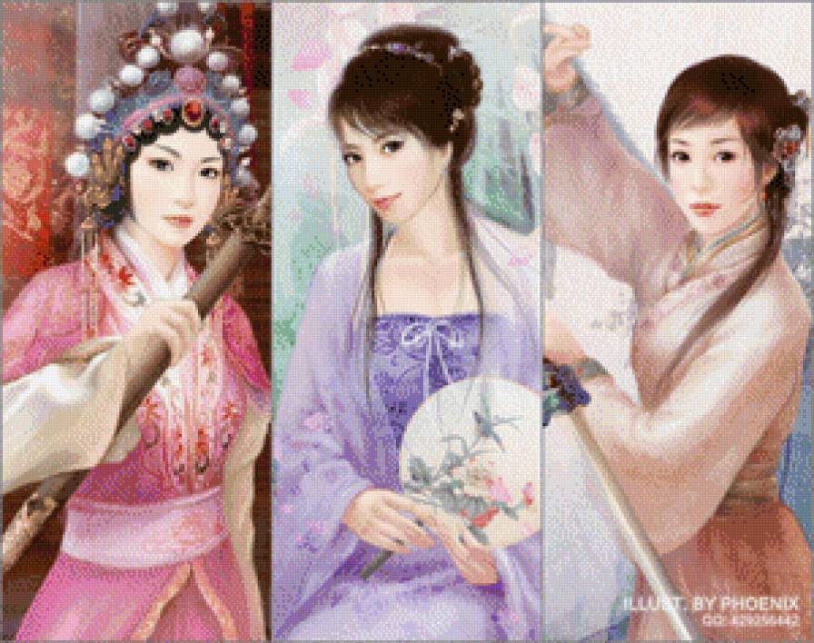 трио восточных красавиц - девушки - предпросмотр