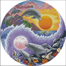 Схема вышивки «дельфины»