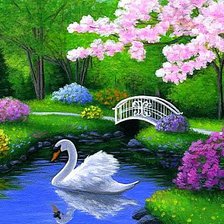 Схема вышивки «А белый лебедь на пруду...»