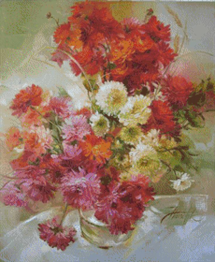 Homczik Anna-Kwiaty - kawiaty, astry - предпросмотр