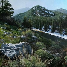 Схема вышивки «лес в горах»