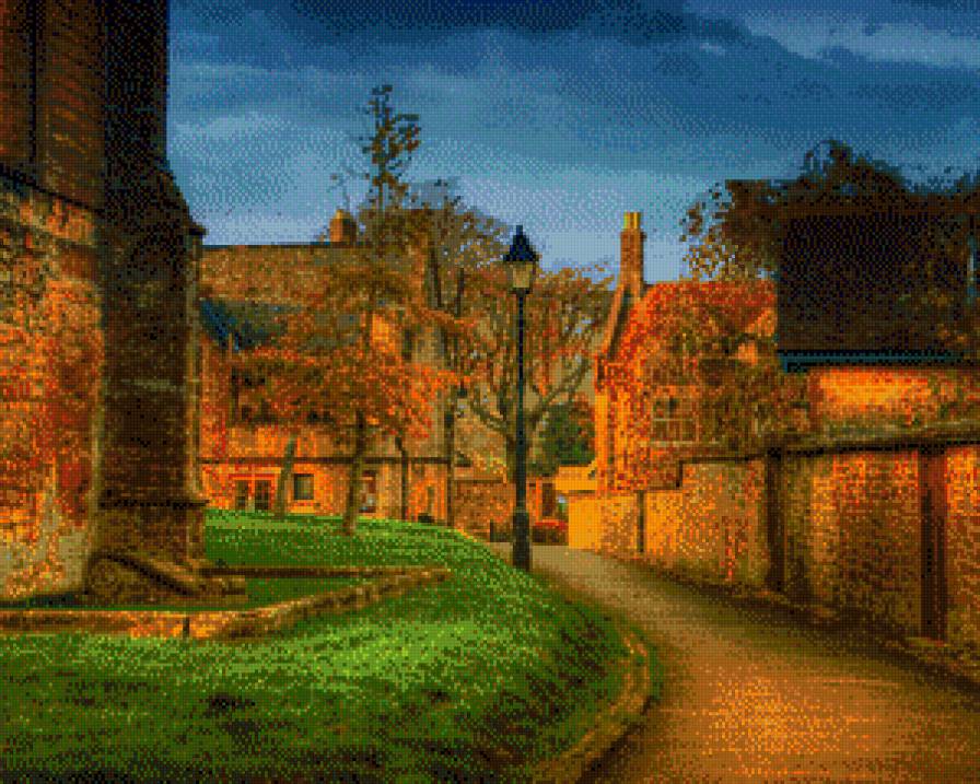 улица на закате - улица, дом, закат - предпросмотр