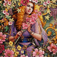 Схема вышивки «Девушка в цветах»