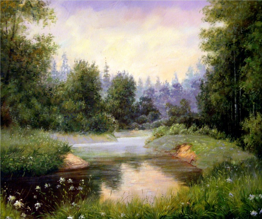 утро - картина, пейзаж - оригинал