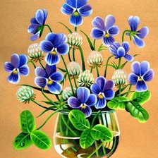 Схема вышивки «Анютки с клевером»