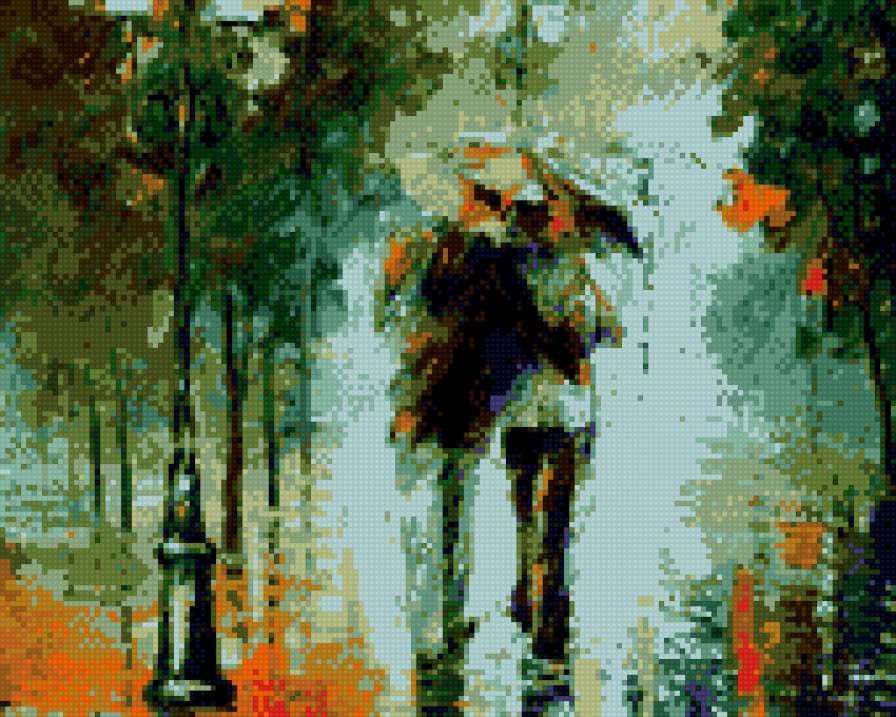 двое под зонтом - дождь, зонт, осень - предпросмотр