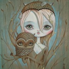 Схема вышивки «девушка сова»