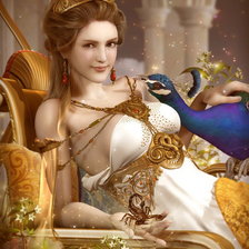девушка с павлином