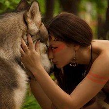 Схема вышивки «Девушка и волк»