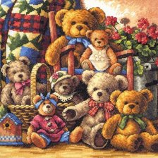 Схема вышивки «семья мишек»