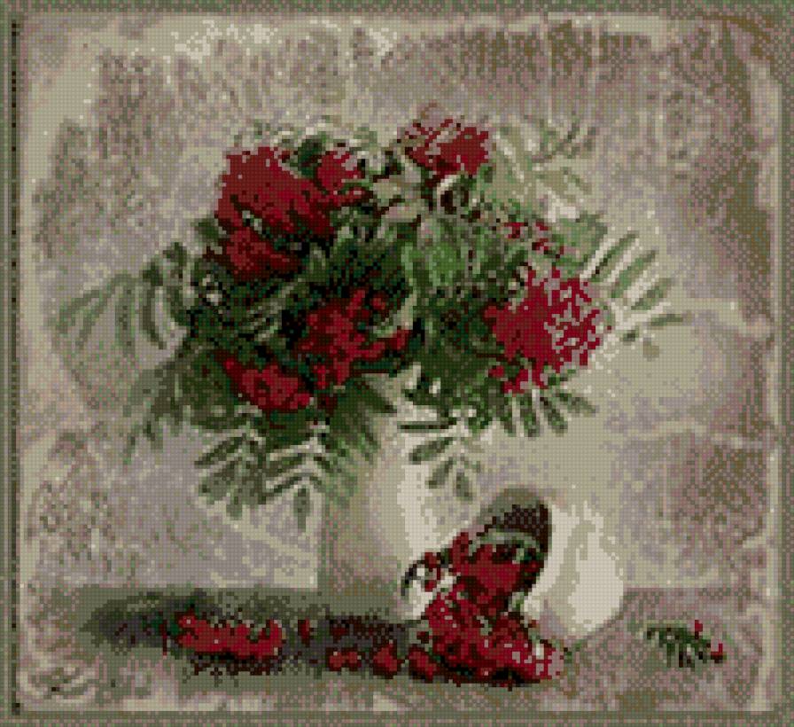 РЯБИНОВЫЙ БУКЕТ - ваза, натюрморт, рябина - предпросмотр