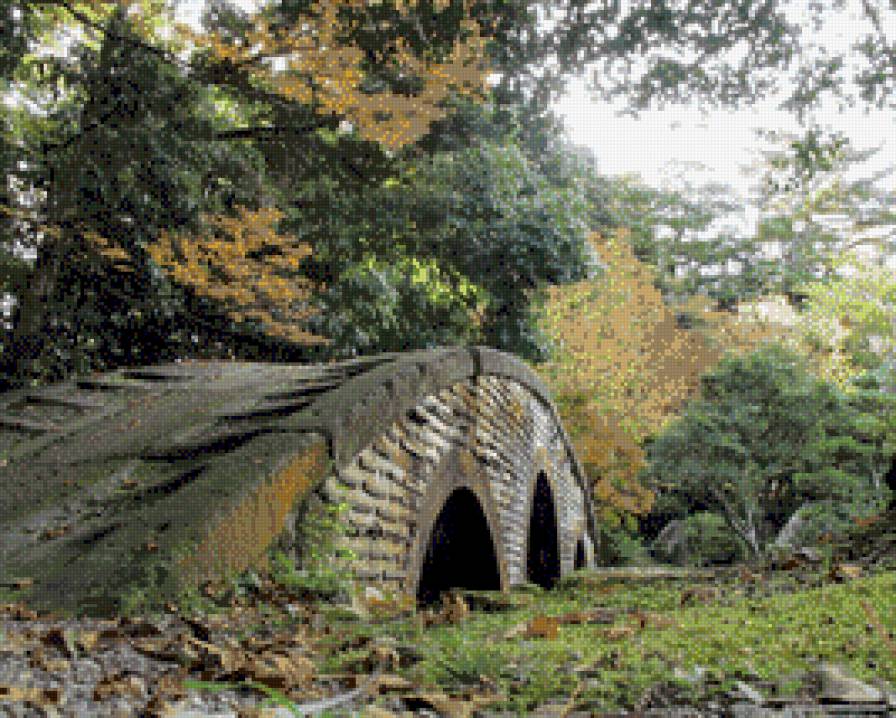 старый мост - природа, мост, пейзаж, лес - предпросмотр