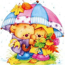 Схема вышивки «мишки под дождем»