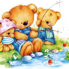 Схема вышивки «мишки рыбачат»