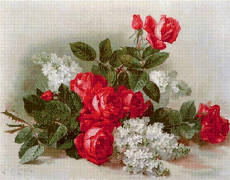 розы и сирень - цветы, сирень, розы - предпросмотр