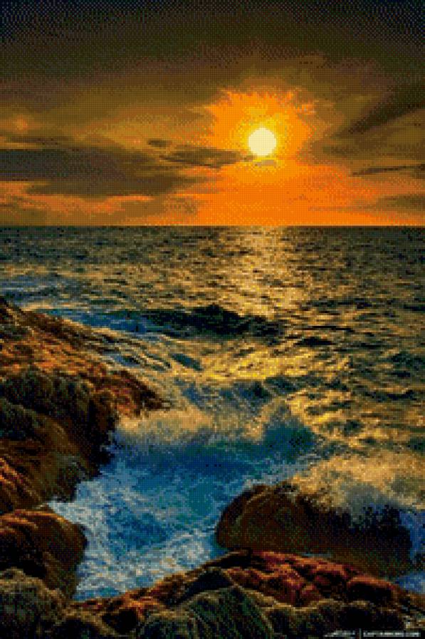 Волны - волны, море, закат - предпросмотр