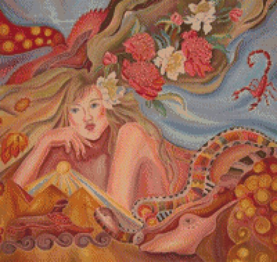 Девушка змея - девушка, змея.скорпион - предпросмотр