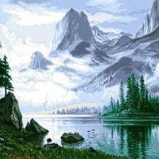 Схема вышивки «горный пейзаж»