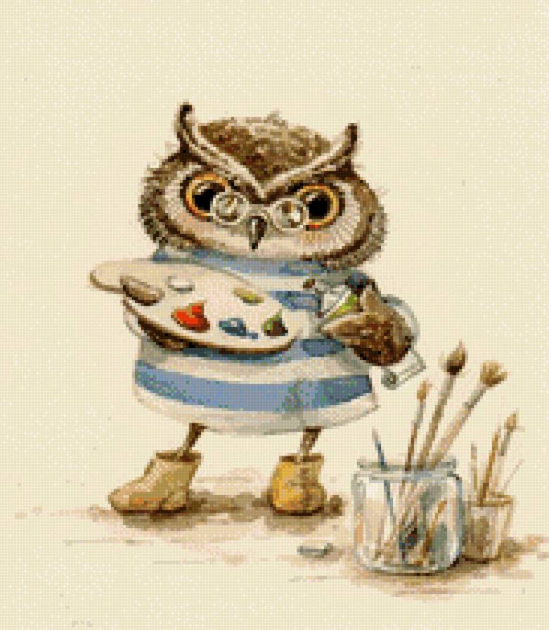 Сова-художница - сова - предпросмотр