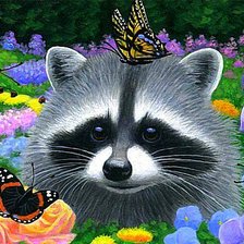 Схема вышивки «Енотик с бабочками»