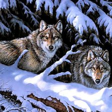 Схема вышивки «Волки»