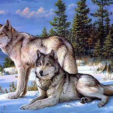 Схема вышивки «Волки»