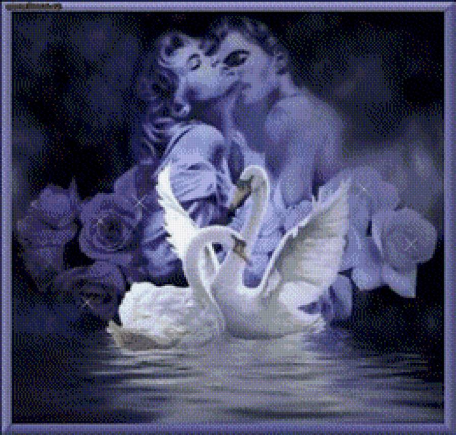 влюбленная пара - люди, лебедь - предпросмотр