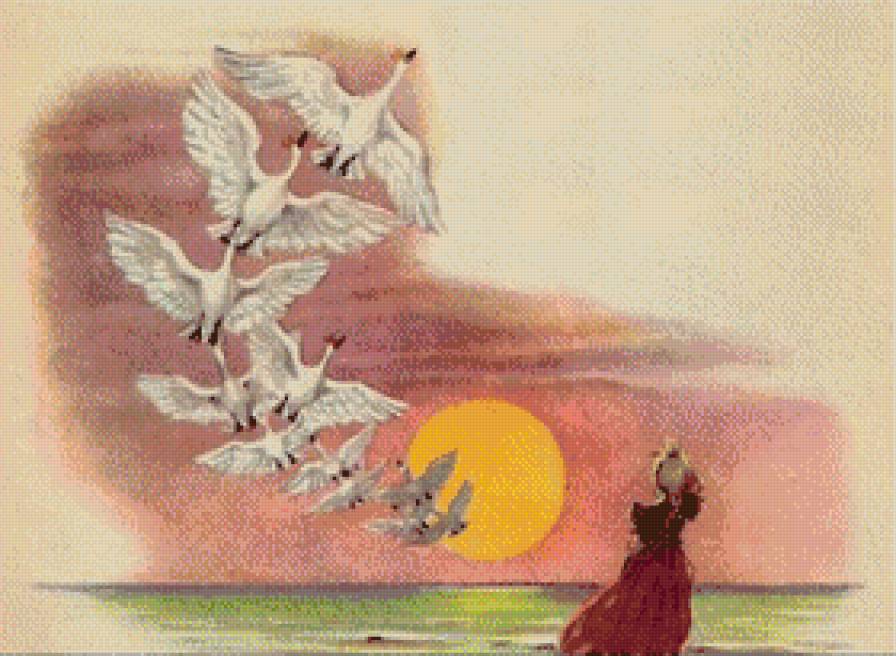 дикие лебеди - лебеди, люди - предпросмотр