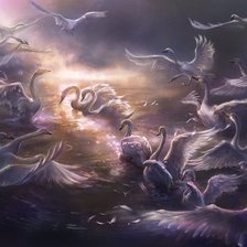 Схема вышивки «лебеди»