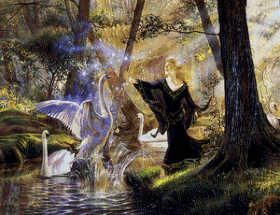 чары - лес, вода, люди, лебеди - предпросмотр