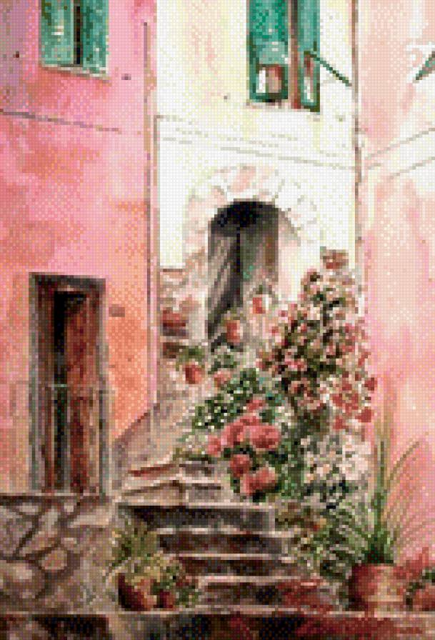 улочка в париже - красота, цветы, двор, улица - предпросмотр