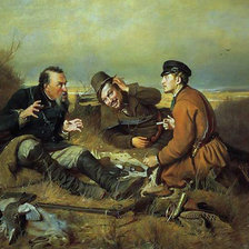 Схема вышивки «охотники на привале»