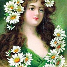 Схема вышивки «портрет в ромашках»