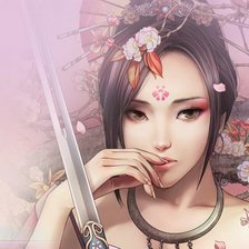 Схема вышивки «Девушка с катаной»