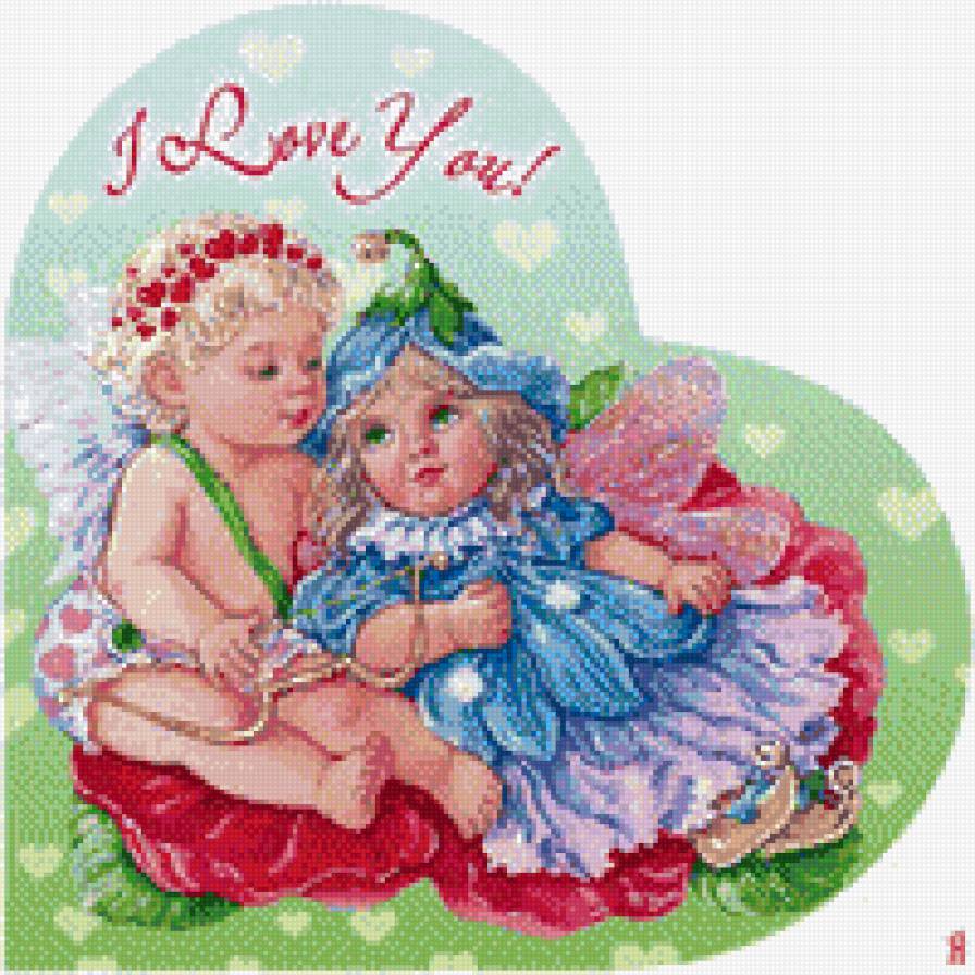 Валентинка 16 - ангелы, сердце - предпросмотр