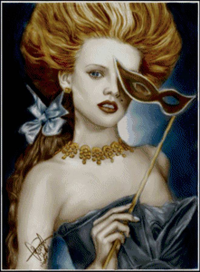 Таинственная незнакомка - красавица, дама, маскарад, девушка, маска - предпросмотр