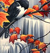 Схема вышивки «Птичка на ветке»